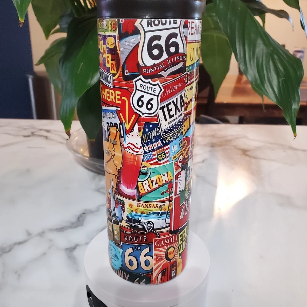 ROUTE 66 Map & Signs 20oz Tumbler  with duo lids 🎉sale